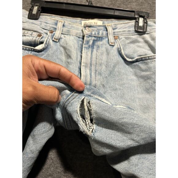Agolde Womens Pinch Waist Jeans Size 27 Blue Straight Leg Distressed (see photo) - Picture 4 of 11